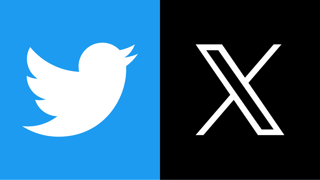 Twitter and X logos